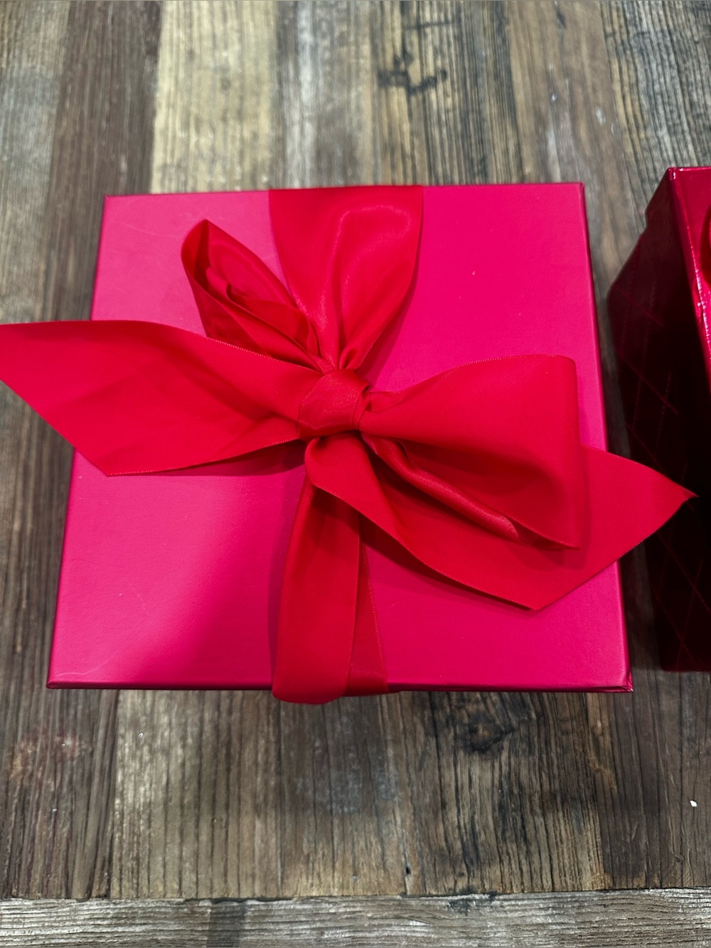 Set of Two Red Gift Boxes with Satin Bows - Picture 3 of 6